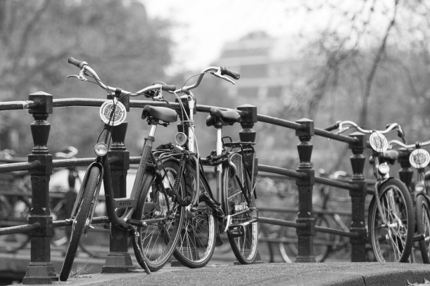 bicycles on a bridge