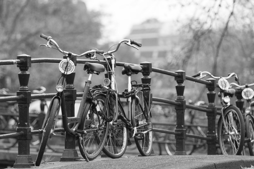 bicycles on a bridge