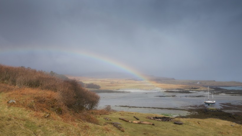 Rainbow over Eigg harbour